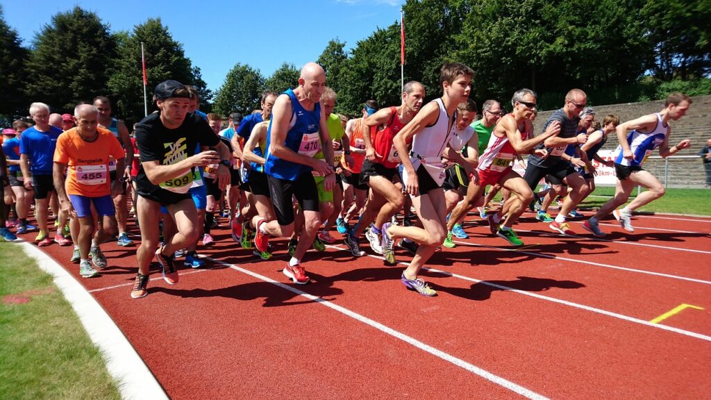 begin, people run, run, road running, athletes, running, jogging, tartan track, run, run, running, running, running, running, running